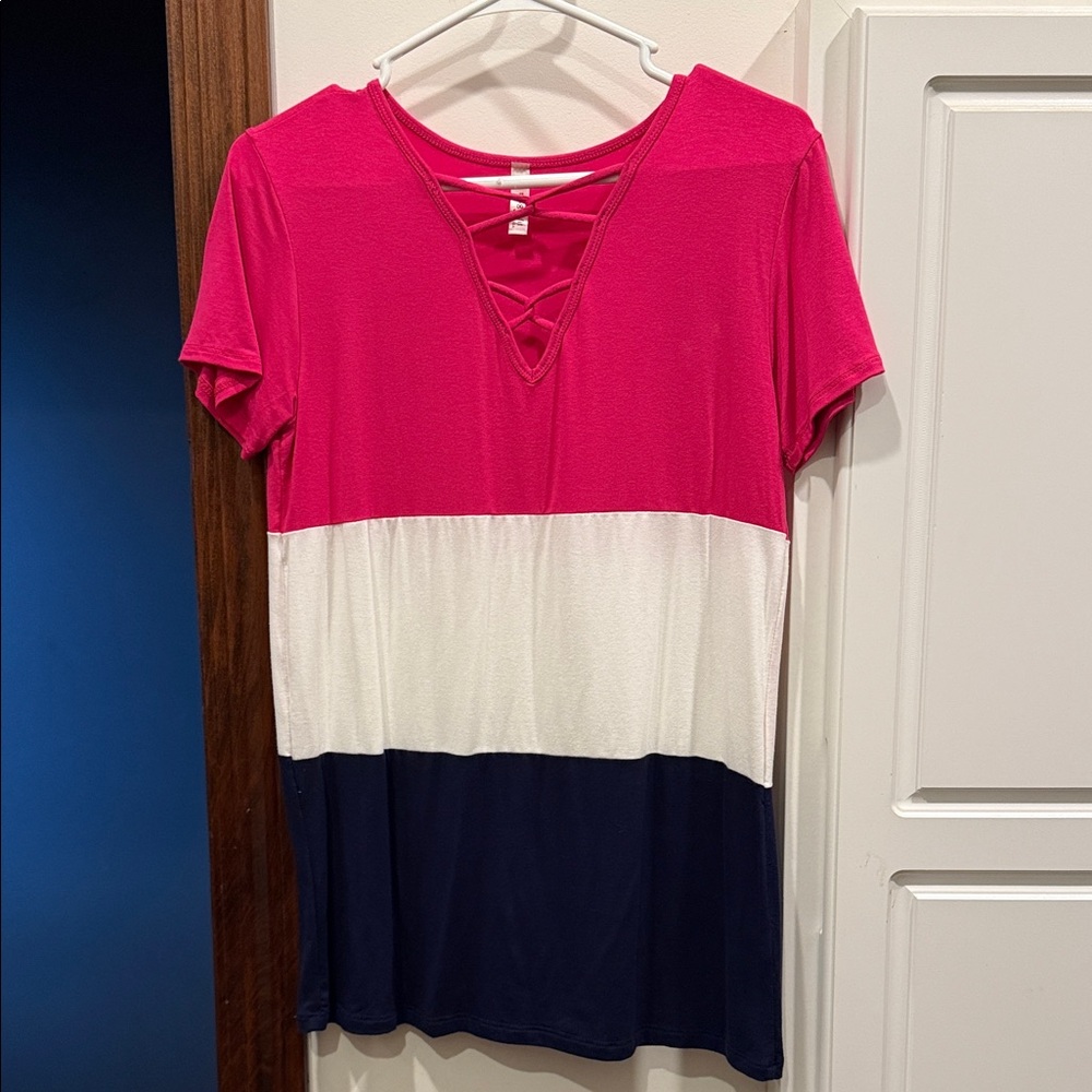 Magic Fit Women's Short Sleeve Top - Pink, White, Navy
